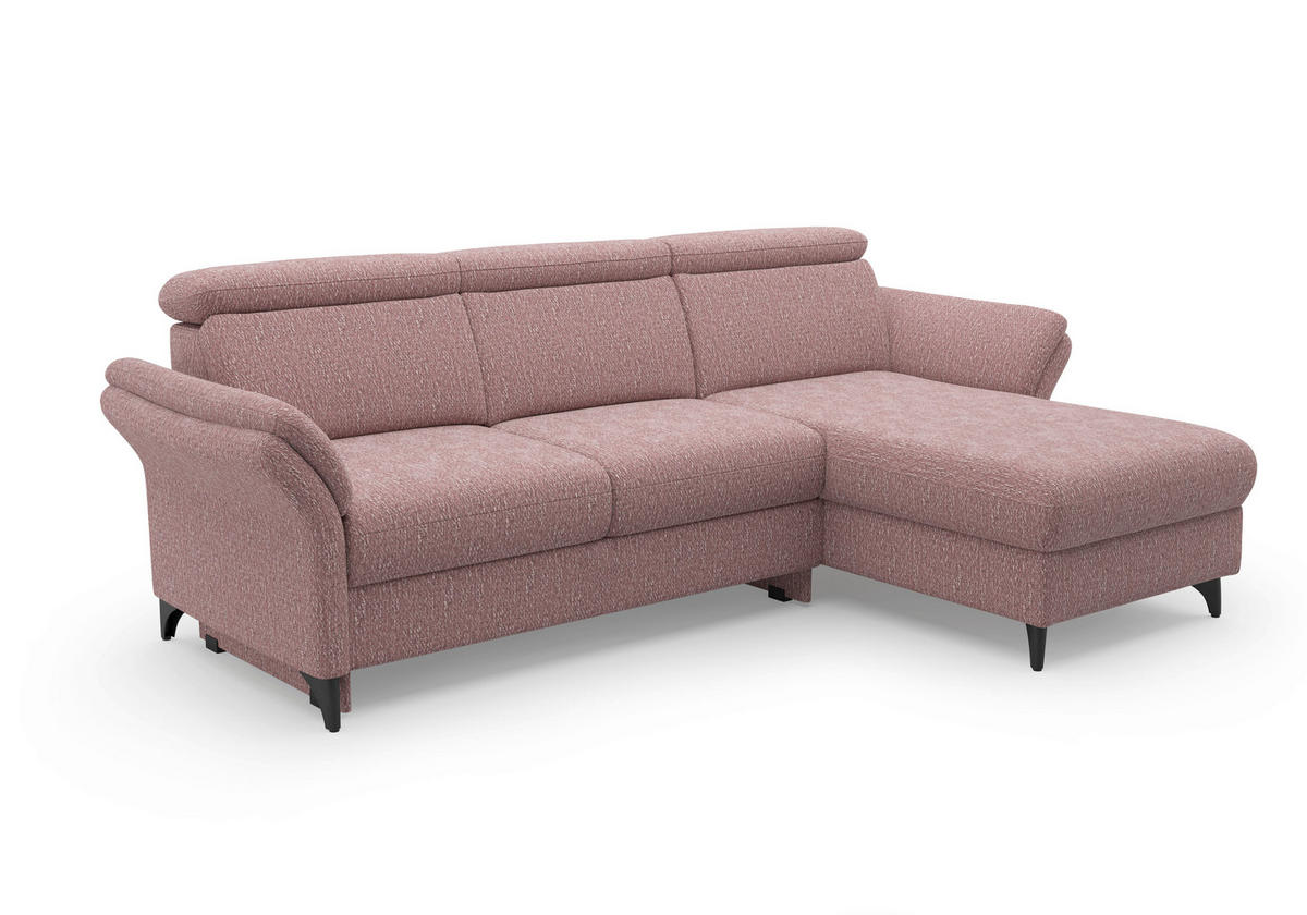 ECKSOFA GLENDALE E in Chenille Aubergine  253/166 cm  - Aubergine/Schwarz, KONVENTIONELL, Textil/Metall (253/166cm) - Sit & More