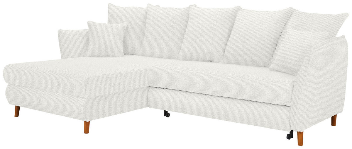 HÖRNSOFFA i chenille cremefärgad  - ekfärgad/cremefärgad, Klassisk, trä/textil (284/162cm) - MID.YOU
