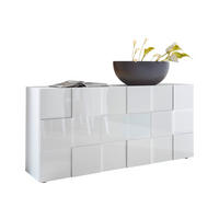 SIDEBOARD  181/84/42 cm  - vit högglans/svart, Design, trämaterial/plast (181/84/42cm) - MID.YOU