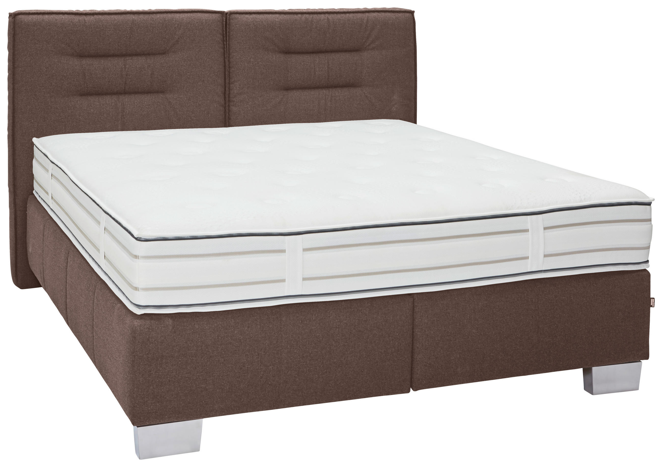 BOXSPRINGBETT 180/200 cm in Braun - Chromfarben/Braun, KONVENTIONELL, Textil (180/200cm) - Dieter Knoll