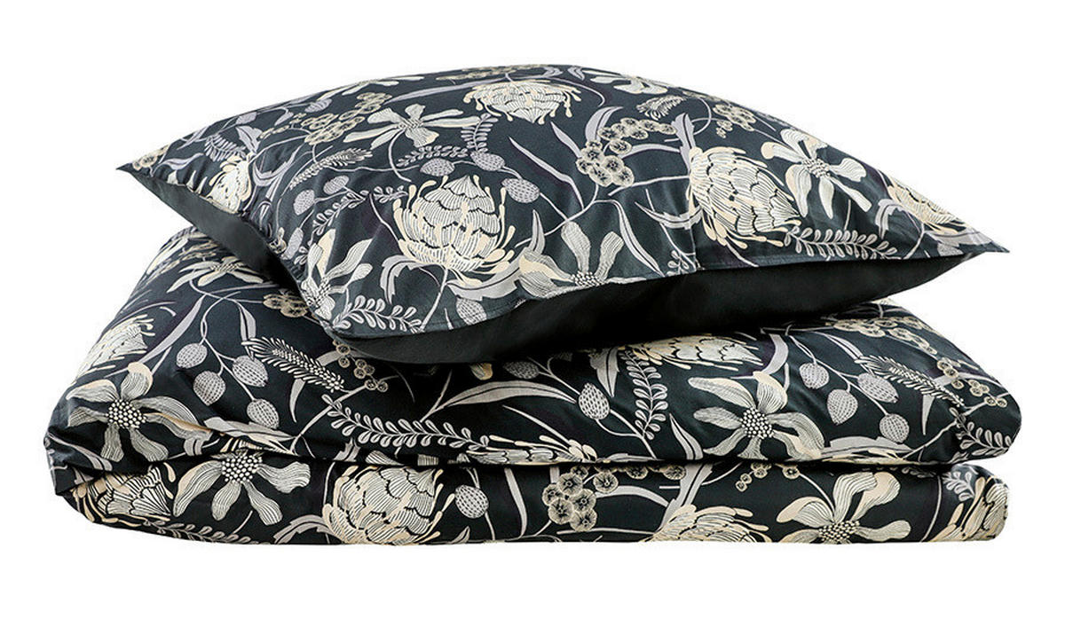 WENDEBETTWÄSCHE SW-Playful anthrazit Perkal 135/200 cm  - Anthrazit/Beige, Design, Textil (135/200cm) - Schöner Wohnen