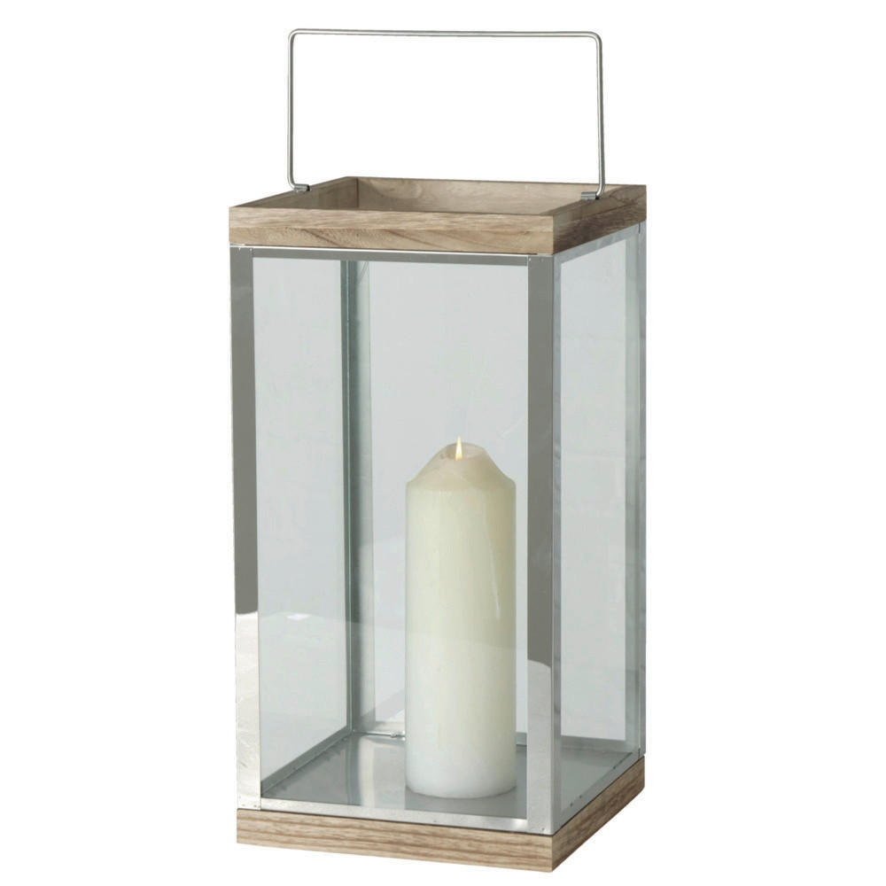 LAMPÁŠ drevo, kov, sklo - prírodná farba, Design, kov/drevo (27,5/27,5/53,5cm)