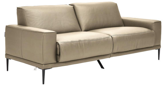 2,5-SITZER in Leder Greige - Greige/Schwarz, Design, Leder/Metall (200/102/92cm) - Johann Jakob