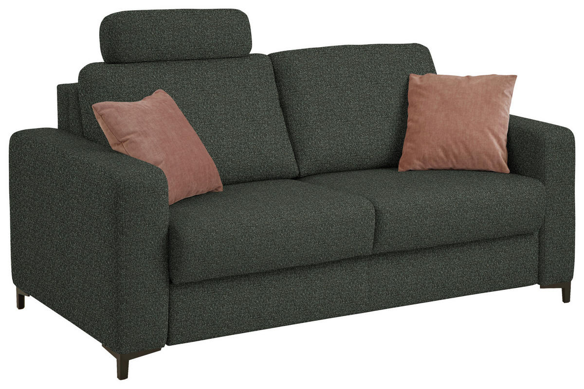 SCHLAFSOFA  in Webstoff Dunkelgrün  - Dunkelgrün/Schwarz, KONVENTIONELL, Textil/Metall (196/87/103cm) - Dieter Knoll