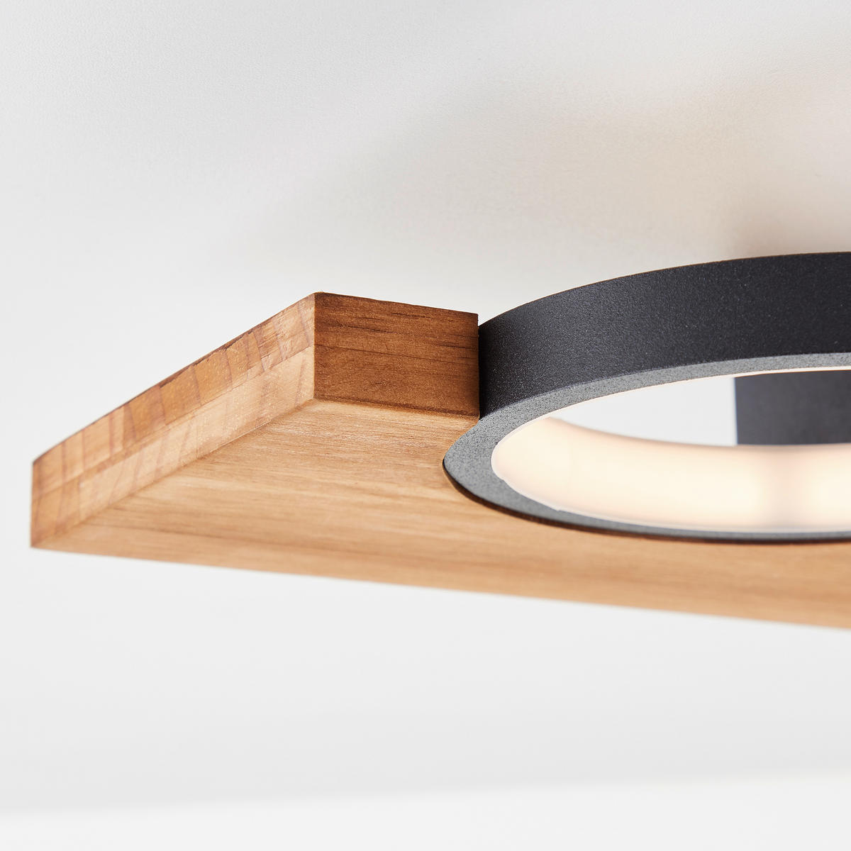 LED-DECKENLEUCHTE     - Hellbraun/Schwarz, Natur, Holz/Metall (5,2/40/25cm) - Brilliant