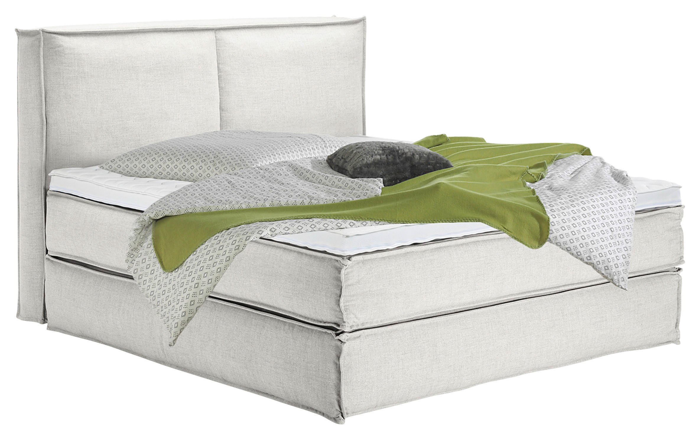 BOXSPRINGBETT 200/220 cm  in Creme  - Creme/Schwarz, Design, Kunststoff/Textil (200/220cm) - home24