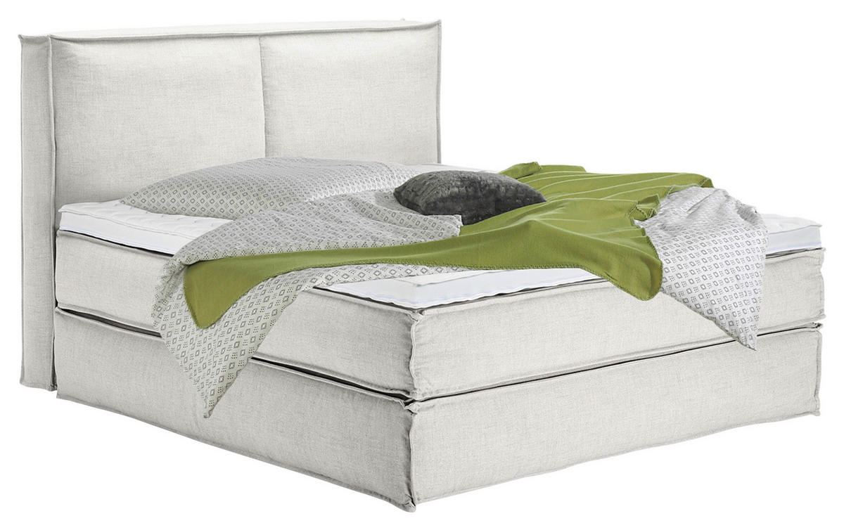 BOXSPRINGBETT 180/220 cm  in Creme  - Creme/Schwarz, Design, Kunststoff/Textil (180/220cm) - home24