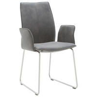 ARMLEHNSTUHL  in Edelstahl Mikrofaser  - Edelstahlfarben/Anthrazit, Design, Textil/Metall (60/93/57cm) - Dieter Knoll