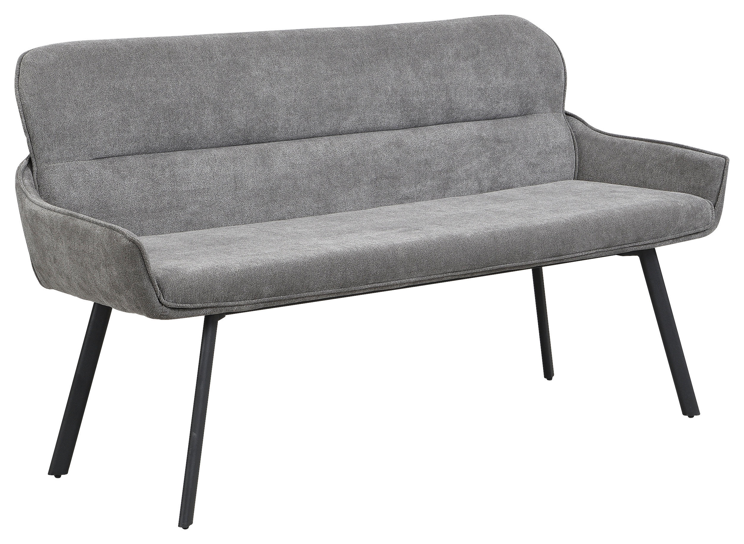 SITZBANK in Metall, Textil Schwarz, Dunkelgrau  - Dunkelgrau/Schwarz, MODERN, Textil/Metall (140/90/62cm) - MID.YOU