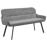 SITZBANK in Metall, Textil Schwarz, Dunkelgrau  - Dunkelgrau/Schwarz, MODERN, Textil/Metall (140/90/62cm) - MID.YOU