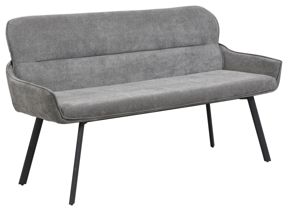 SITZBANK in Metall, Textil Schwarz, Dunkelgrau  - Dunkelgrau/Schwarz, MODERN, Textil/Metall (140/90/62cm) - MID.YOU
