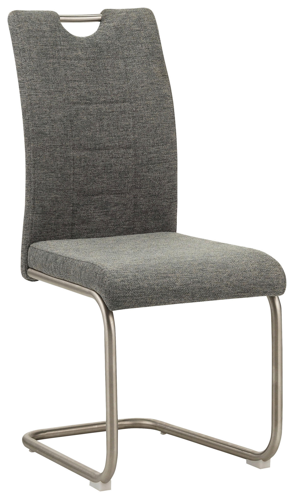 NIHAJNI STOL, kovina, tekstil siva, barve nerjavečega jekla  - barve nerjavečega jekla/siva, Design, kovina/tekstil (44/98,5/57,5cm) - Xora