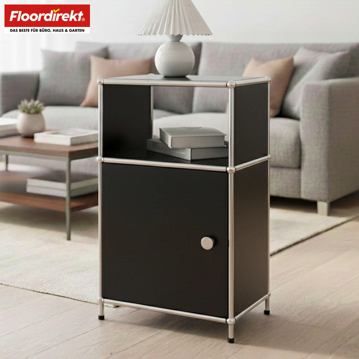 STANDREGAL Schwarz  - Schwarz, Basics, Metall (40/65/40cm) - Floordirekt