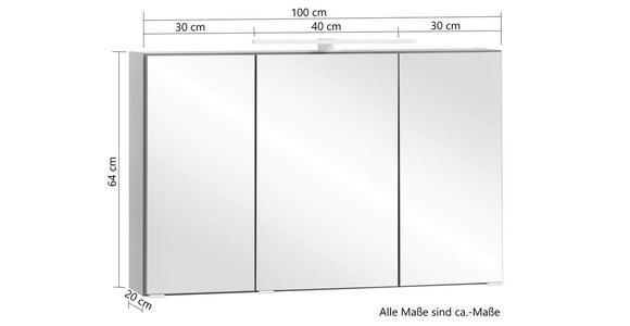 SPIEGELSCHRANK 100/64/20 cm - Eiche Wotan/Alufarben, Natur, Glas/Holzwerkstoff (100/64/20cm) - Xora