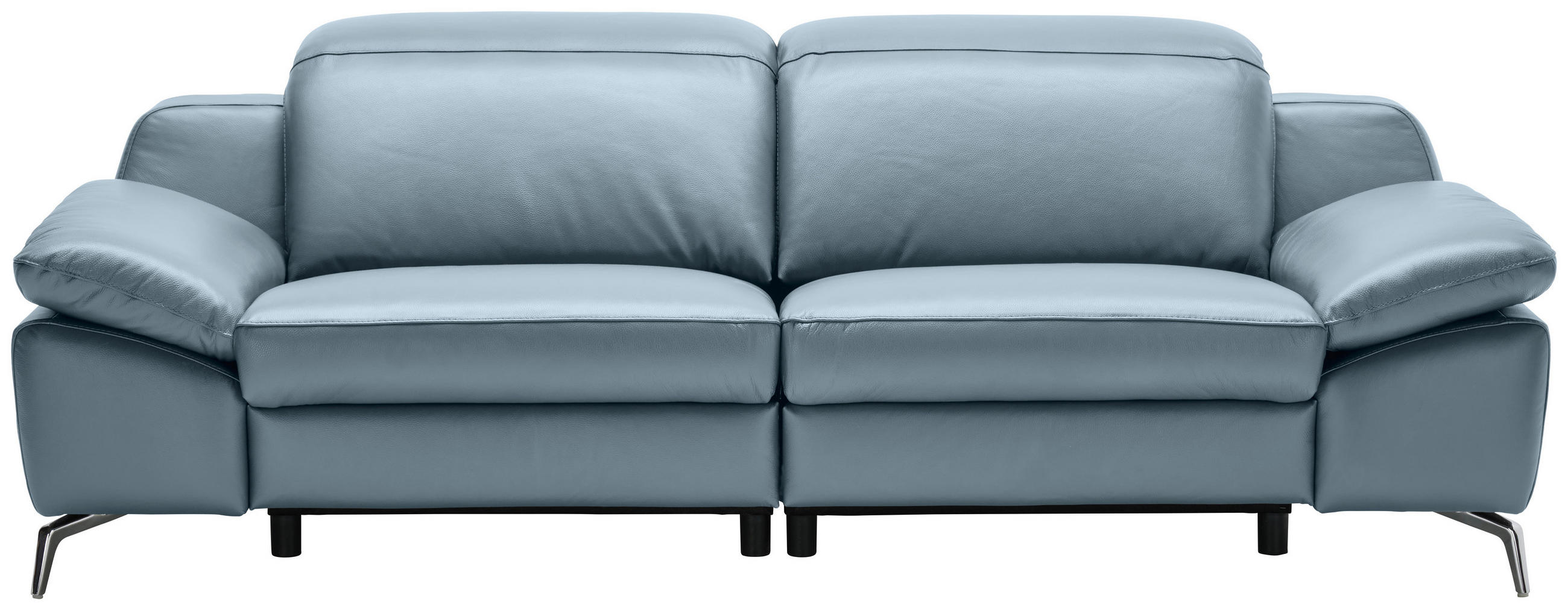 3-SITZER-SOFA Echtleder Blaugrau  - Chromfarben/Blaugrau, Design, Leder/Kunststoff (234/83-99/110cm) - Celina Home