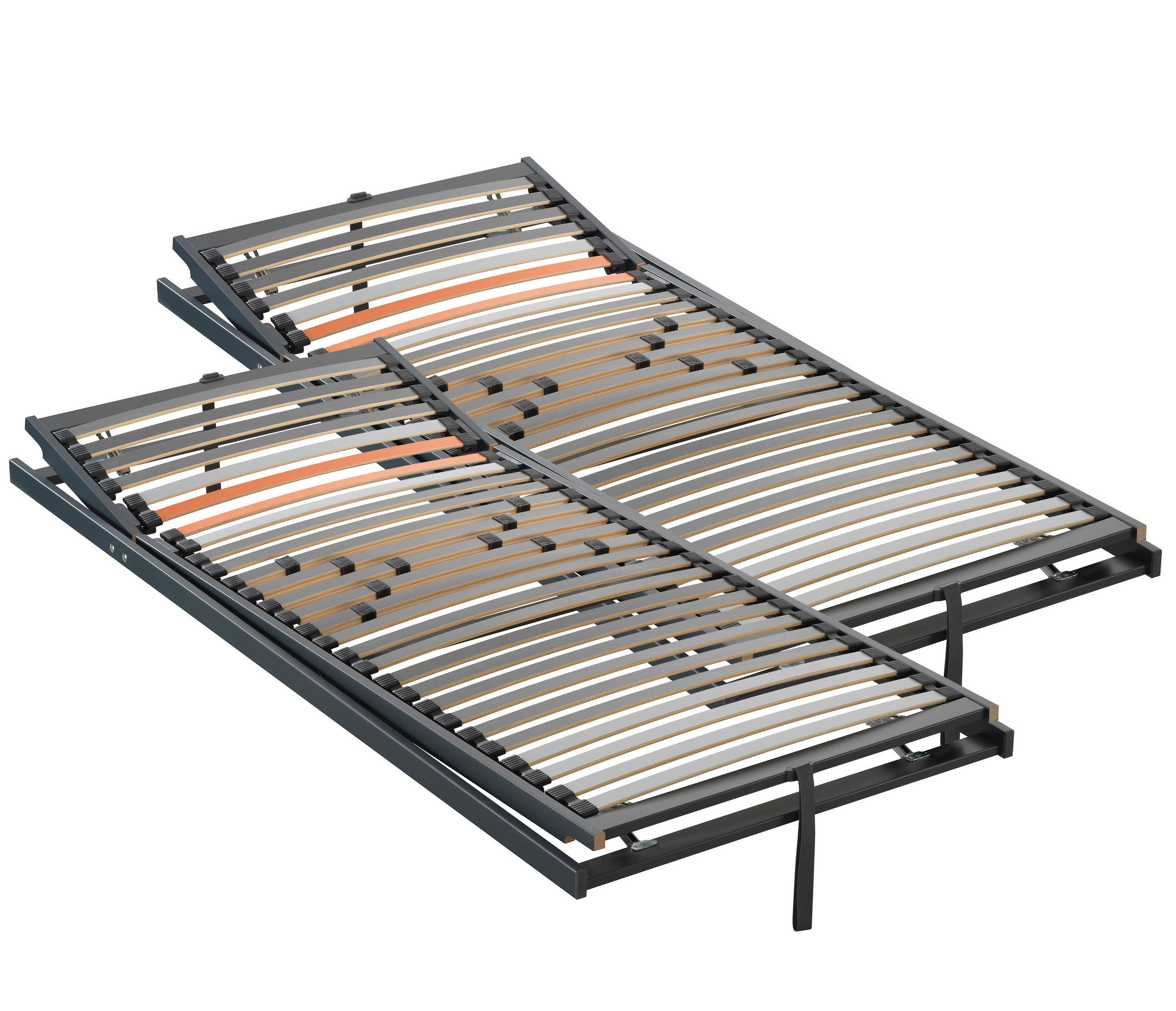 LATTENROSTSET 180/200 cm Kopfteil, Fußteil verstellbar, Birke, Buche  - Anthrazit/Orange, Basics, Holz (180/200cm) - Dieter Knoll