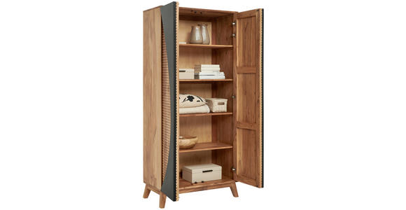 HIGHBOARD  in 80/185/42 cm  - Schwarz/Akaziefarben, Trend, Holz (80/185/42cm) - Landscape