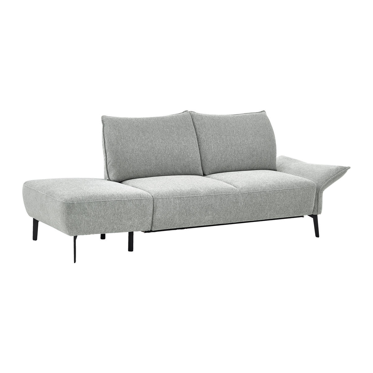 RÉCAMIERE  in Chenille Hellgrau  inkl. Rücken echt  - Hellgrau/Schwarz, KONVENTIONELL, Textil/Metall (206/90/92cm) - Elegando