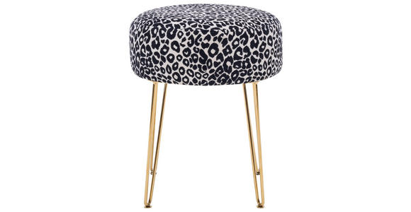 HOCKER in Metall, Textil Schwarz, Weiß, Goldfarben  - Goldfarben/Schwarz, KONVENTIONELL, Textil/Metall (43/45/43cm) - Xora