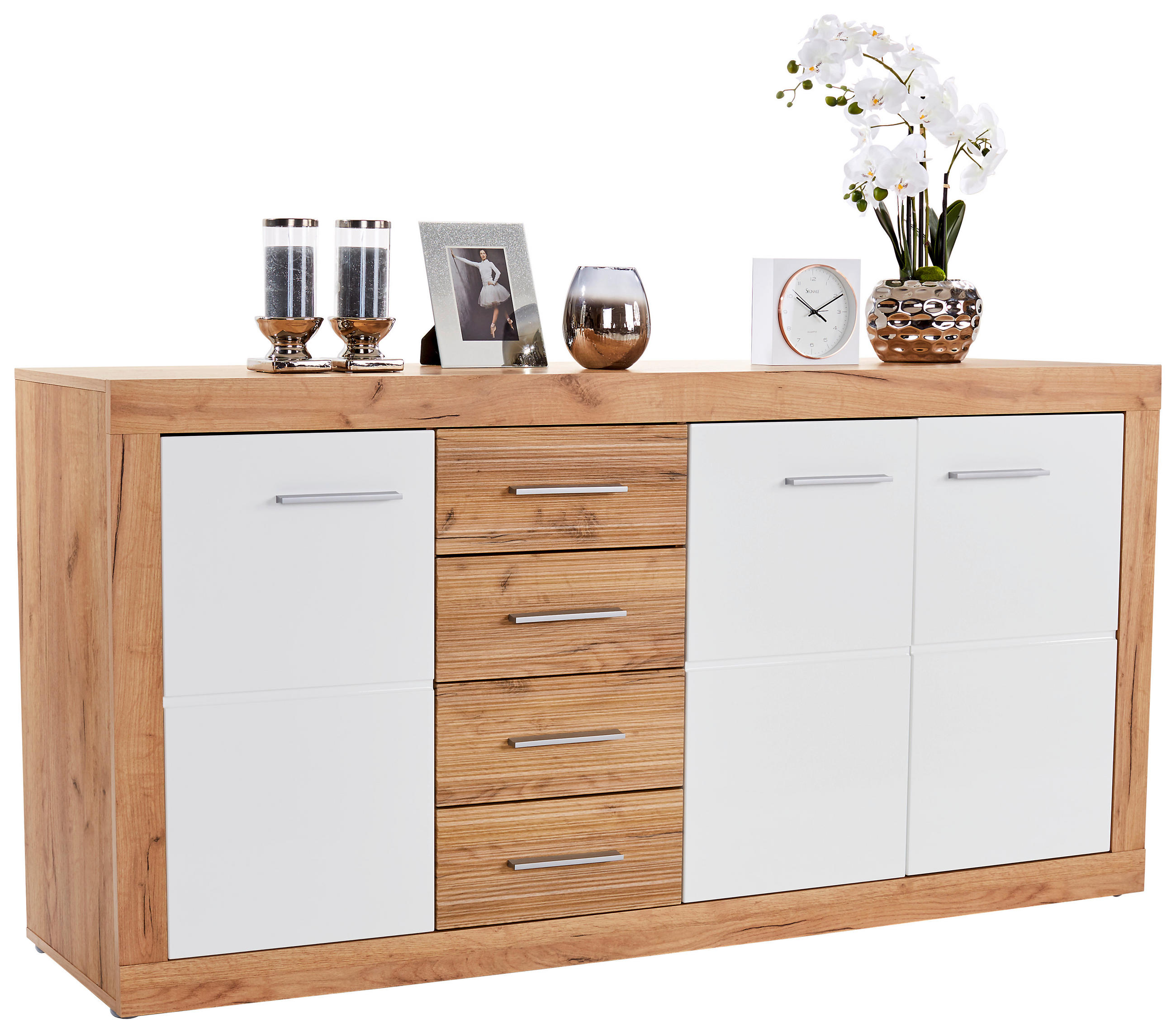 KOMODA   178,6/86/39,9 cm   bijela, boje hrasta  - bijela/boje hrasta, Moderno, drvni materijal/plastika (178,6/86/39,9cm)