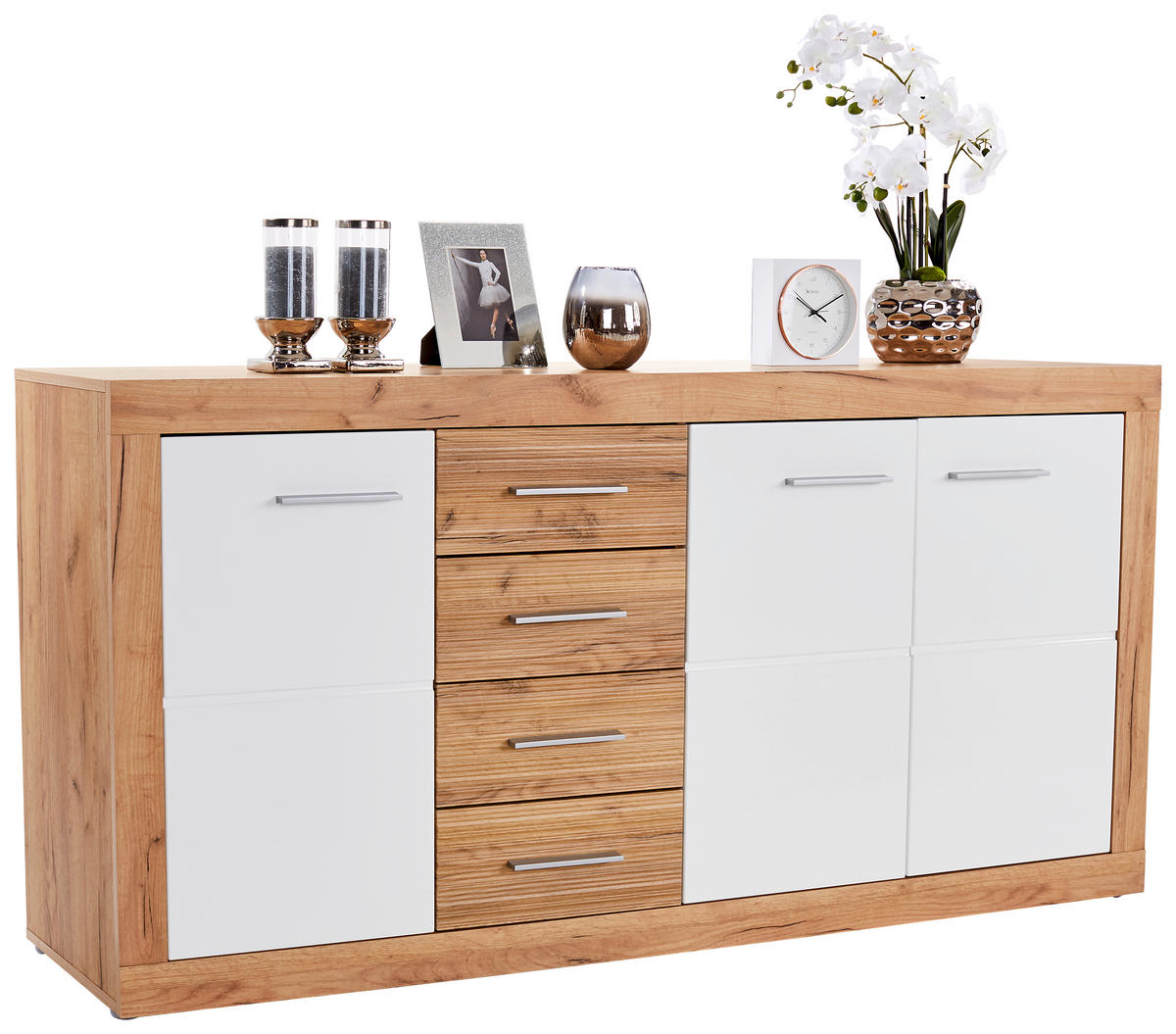 KOMODA   178,6/86/39,9 cm   boje hrasta, bijela  - bijela/boje hrasta, Moderno, drvni materijal/plastika (178,6/86/39,9cm)