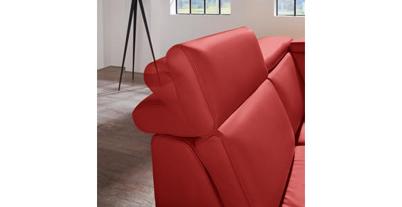 ECKSOFA in Echtleder Rot  - Rot/Alufarben, Design, Leder/Metall (242/271cm) - Cantus