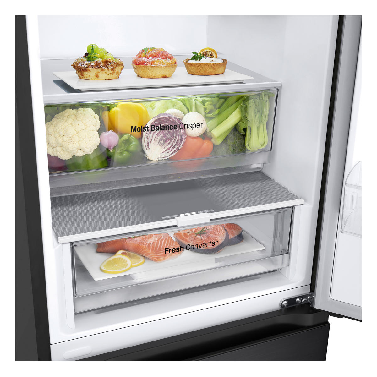 KÜHL-GEFRIER-KOMBINATION 59,5/203/67,5 cm GBV3200CEP  - Schwarz, Trend, Glas/Kunststoff (59,5/203/67,5cm) - LG
