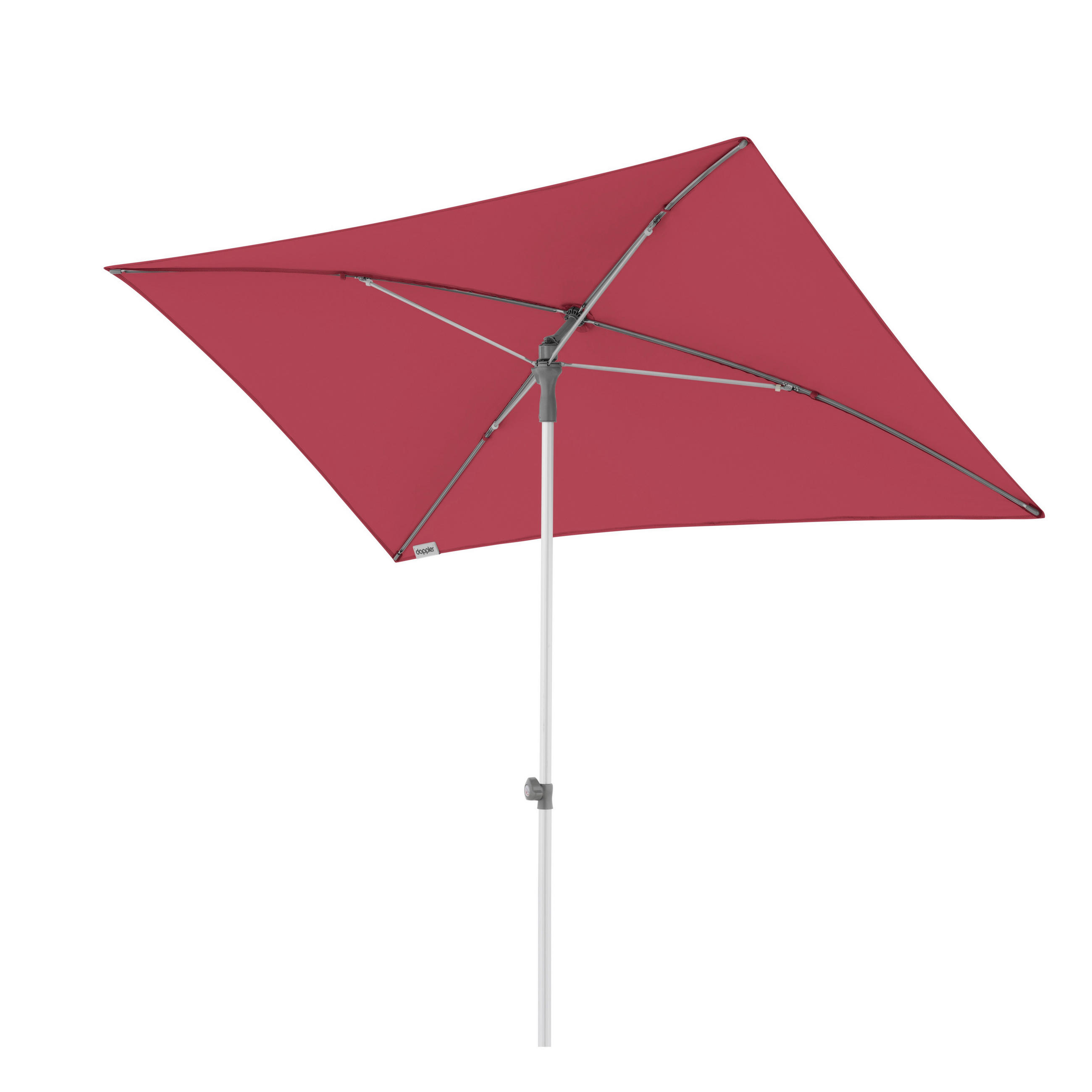 SONNENSCHIRM 225x120 cm Rot  - Silberfarben/Rot, KONVENTIONELL, Textil/Metall (225/120cm) - Doppler