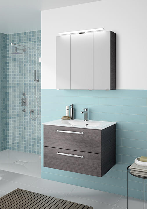 BADEZIMMER  in 77 cm  - Graphitfarben/Weiß, KONVENTIONELL, Glas/Holzwerkstoff (77cm) - Xora