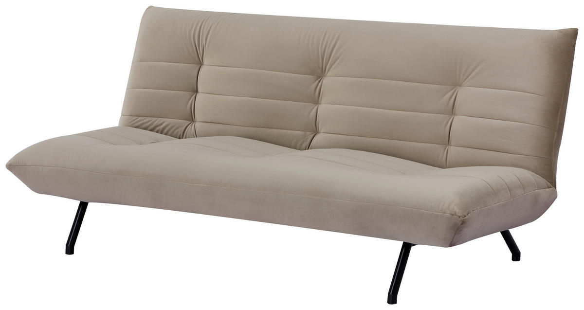 SCHLAFSOFA in Samt Taupe  - Taupe/Schwarz, MODERN, Textil/Metall (185/82/62cm) - MID.YOU