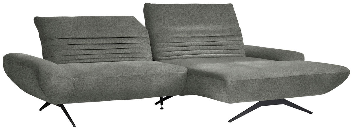 ECKSOFA  in Teddystoff Grau  280/170-195 cm  - Schwarz/Grau, Design, Textil/Metall (280/170-195cm) - Dieter Knoll