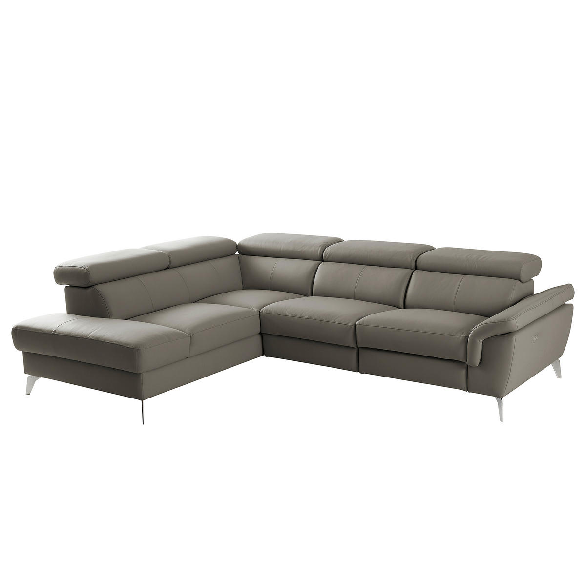 ECKSOFA  in Lederlook Echtleder Schlammfarben  210/265 cm  - Chromfarben/Schlammfarben, Design, Leder/Textil (210/265cm) - Livetastic