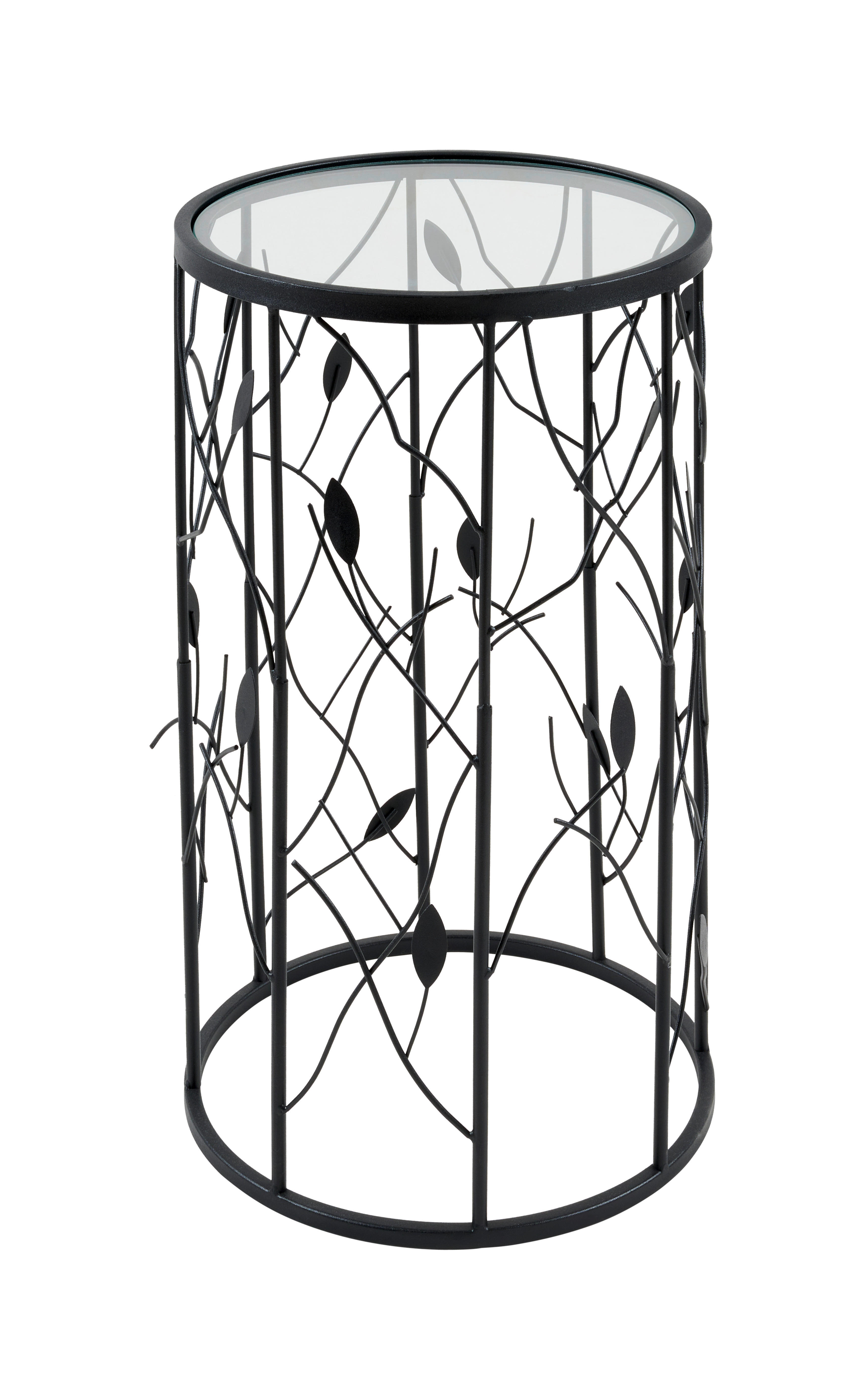 PRÍRUČNÝ STOLÍK, čierna - čierna, Basics, kov/sklo (38,5/61cm) - Ambia Home