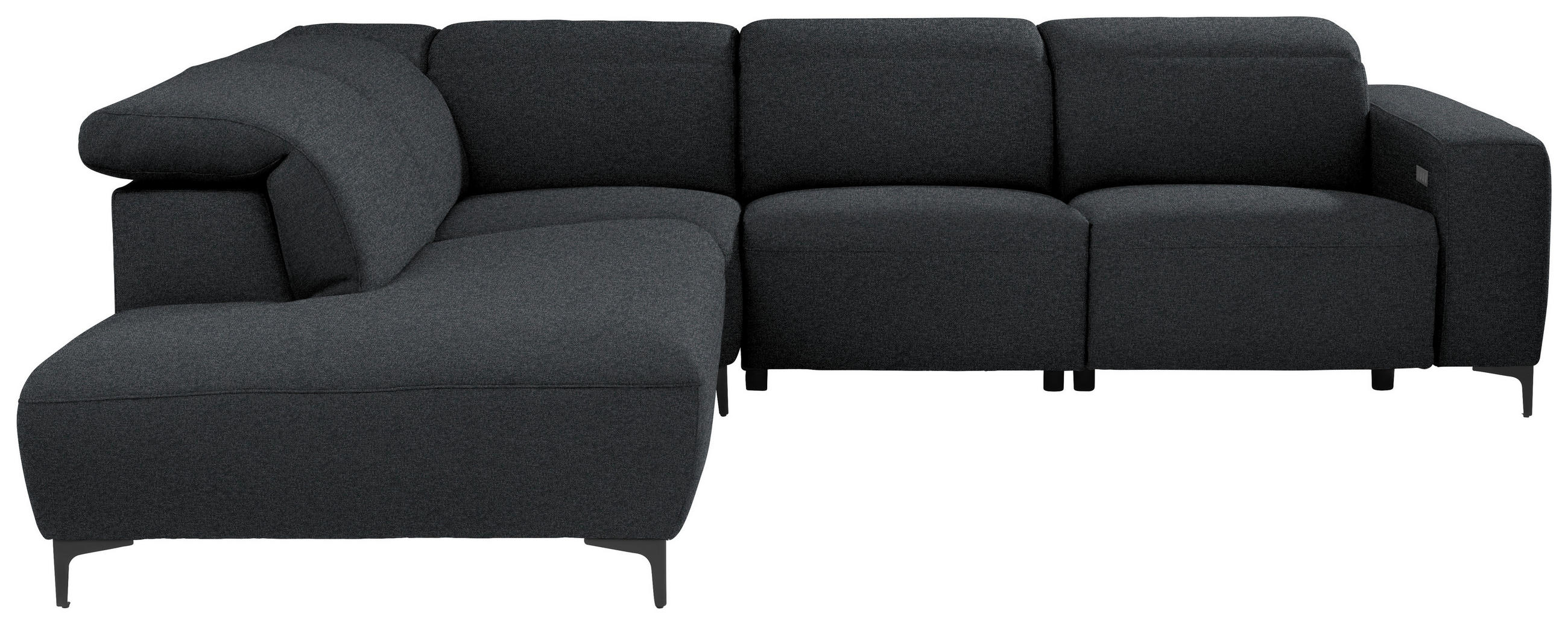 ECKSOFA Anthrazit Flachgewebe  - Anthrazit/Schwarz, Design, Textil/Metall (238/290cm) - Pure Home Lifestyle
