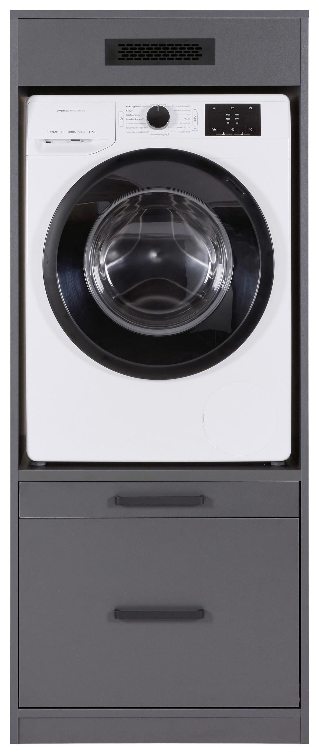 WASCHMASCHINENSCHRANK 67/164/68 cm  in Anthrazit  - Anthrazit/Schwarz, MODERN, Holzwerkstoff/Metall (67/164/68cm) - home24