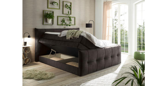 BOXSPRINGBETT 180/200 cm,  in Braun, Grau, Matratze, Bettkasten, Topper, H3 = fest, H4 = sehr fest, Wendematratze mit unterschiedlichen Härtegraden  - Schwarz/Braun, KONVENTIONELL, Kunststoff/Textil (180/200cm) - Esposa