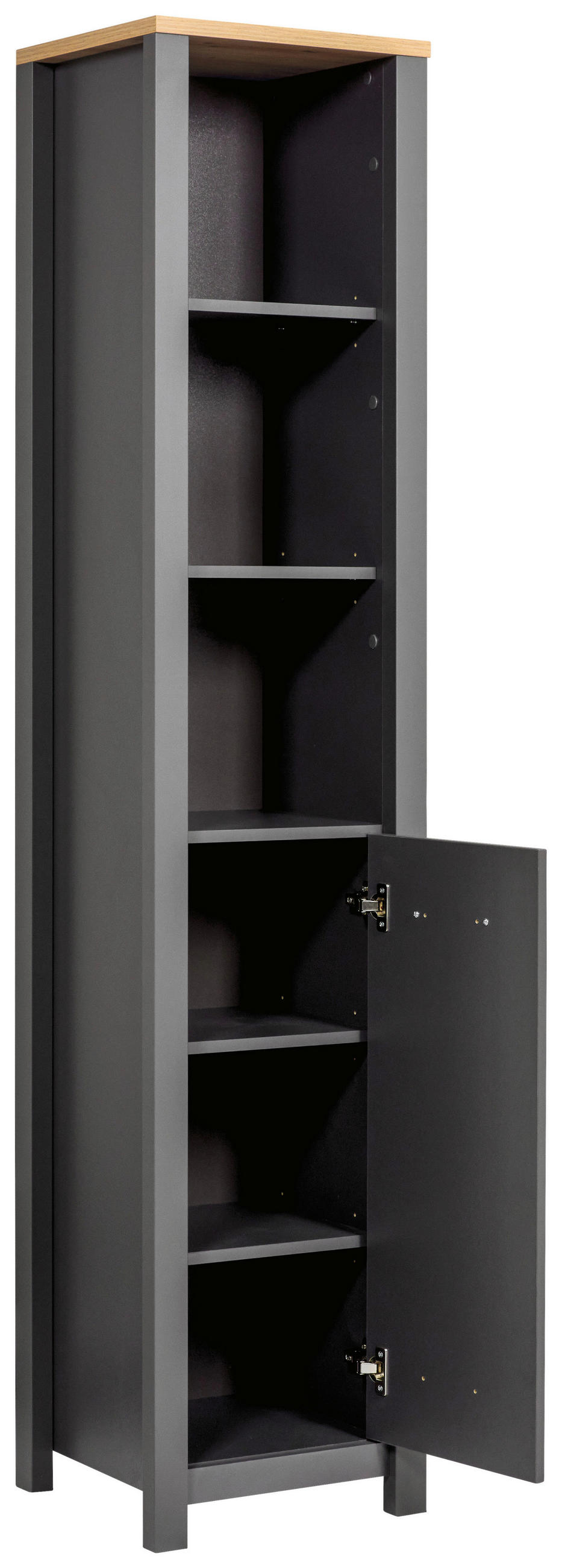 HOCHSCHRANK 42/197/40 cm  - Anthrazit/Schwarz, Natur, Holzwerkstoff/Metall (42/197/40cm) - home24