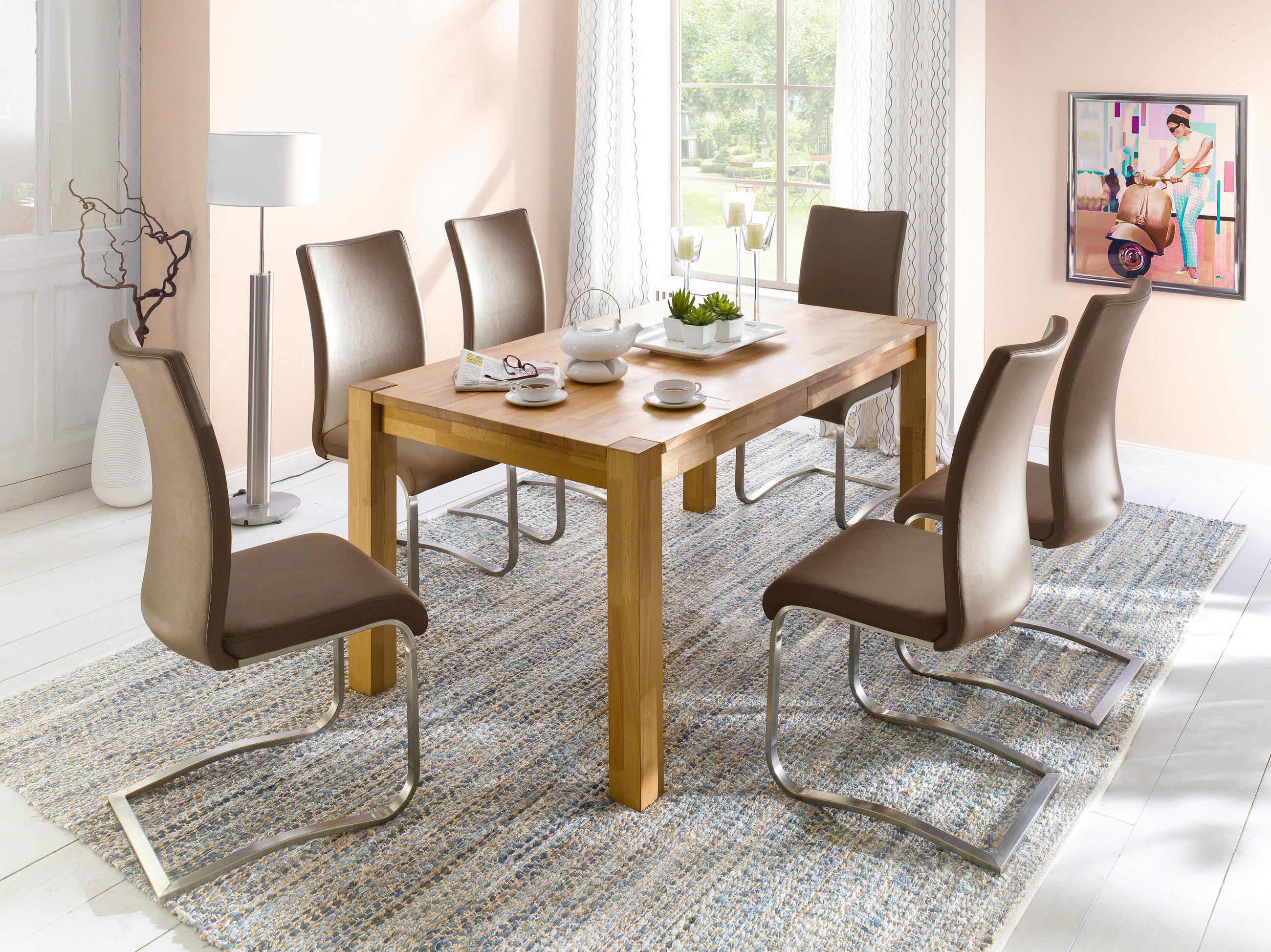 SCHWINGSTUHL  in Edelstahl  - Edelstahlfarben/Cappuccino, Design, Leder/Metall (43/103/52cm) - Livetastic