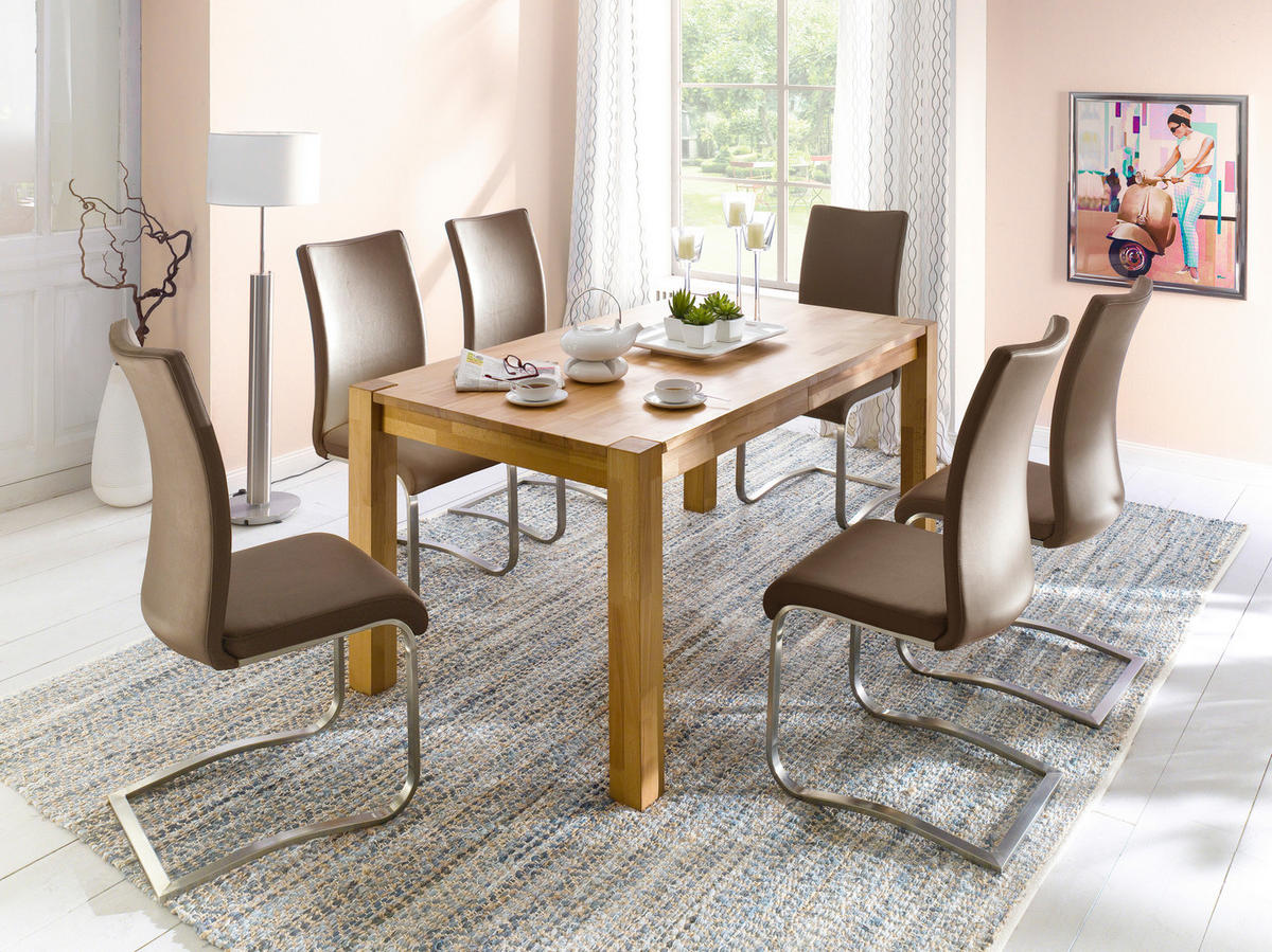 SCHWINGSTUHL  in Edelstahl  - Edelstahlfarben/Cappuccino, Design, Leder/Metall (43/103/52cm) - Livetastic