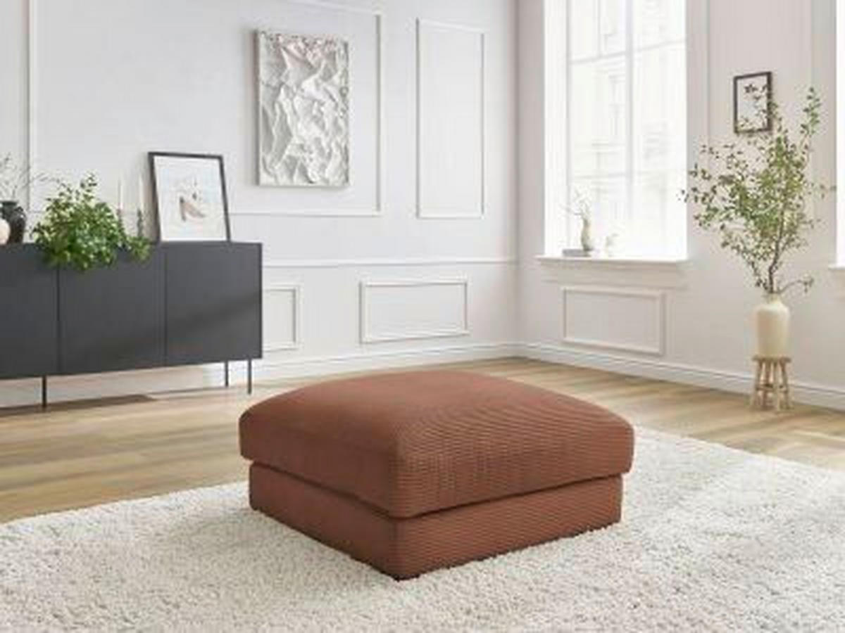 HOCKER LEONARD Cord Orange  - Schwarz/Orange, MODERN, Kunststoff/Textil (86/43/86cm)
