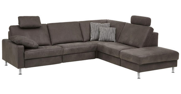 ECKSOFA Anthrazit Mikrofaser  - Anthrazit/Alufarben, Design, Textil/Metall (275/242cm) - Dieter Knoll