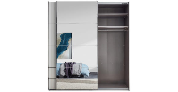 SCHWEBETÜRENSCHRANK 215/225,5/60,5 cm 2-türig Schwarz, Weiß  - Schwarz/Weiß, MODERN, Glas/Holzwerkstoff (215/225,5/60,5cm) - Xora