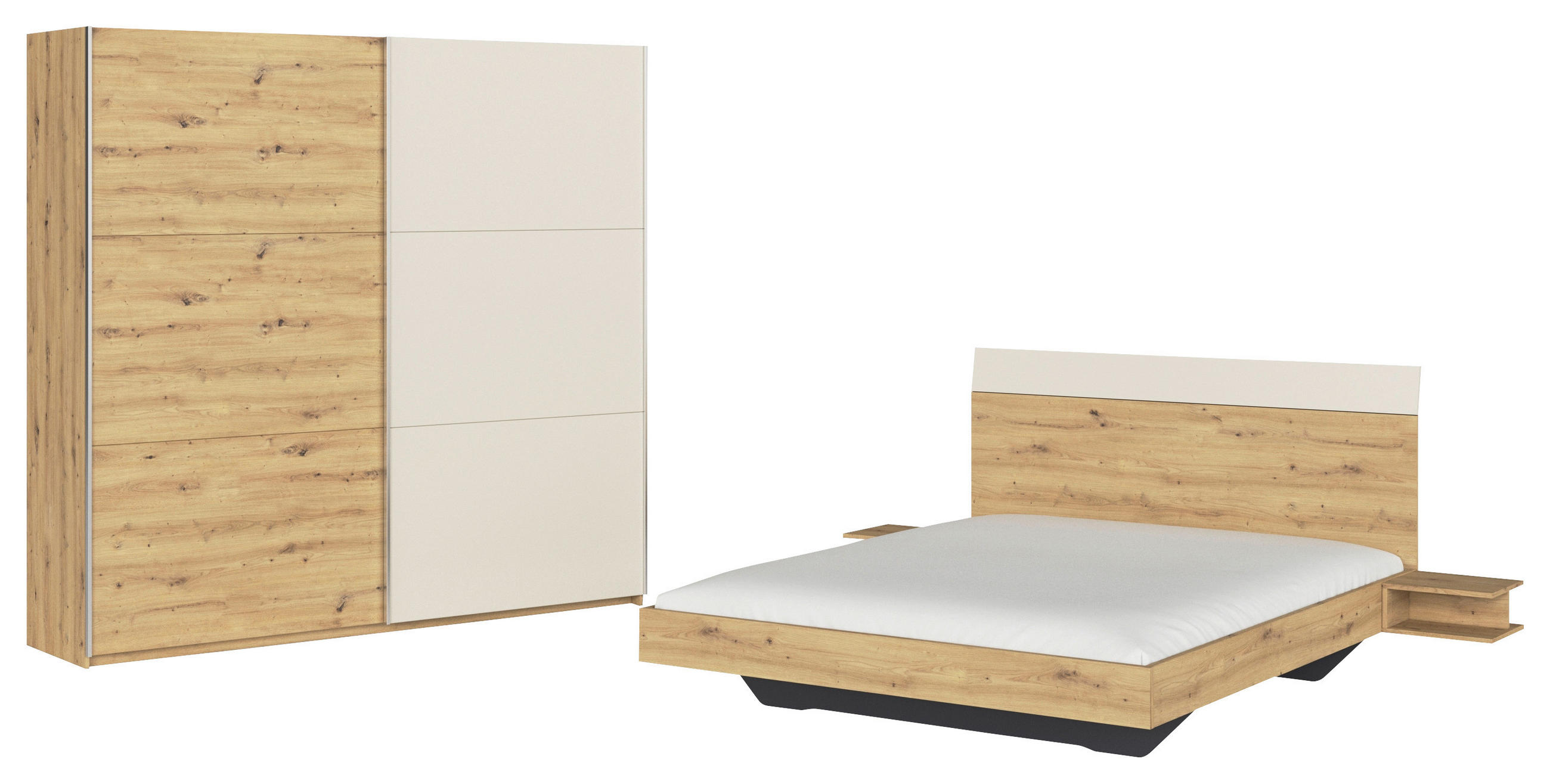 SCHLAFZIMMER Champagner, Eiche Artisan  - Champagner/Eiche Artisan, Design, Holzwerkstoff - Boxxx