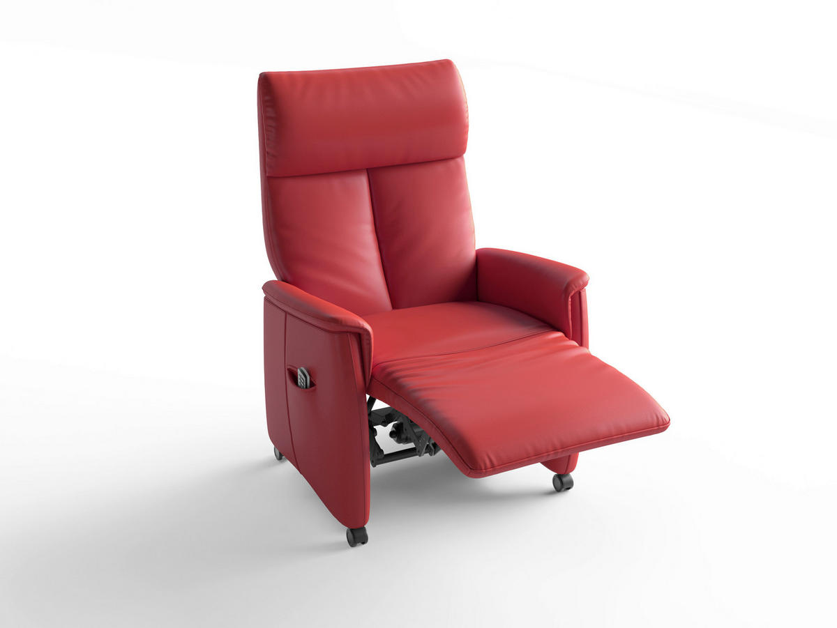 RELAXSESSEL TV CREMONA COMFORT E L3 Echtleder Kopfteilverstellung, Fußteilverstellung, Rücken echt    - Rot/Schwarz, Basics, Leder/Kunststoff (76/114/84cm) - Sit & More