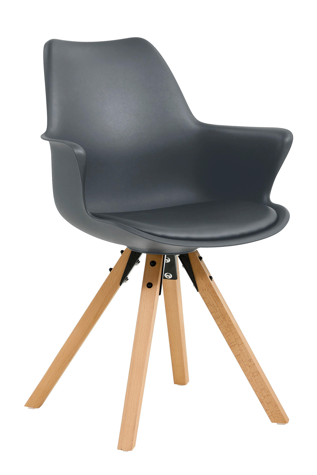 ARMLEHNSTUHL-SET 2 Stück  in  - Dunkelgrau/Eichefarben, MODERN, Holz/Kunststoff (58/84/61cm) - Livetastic