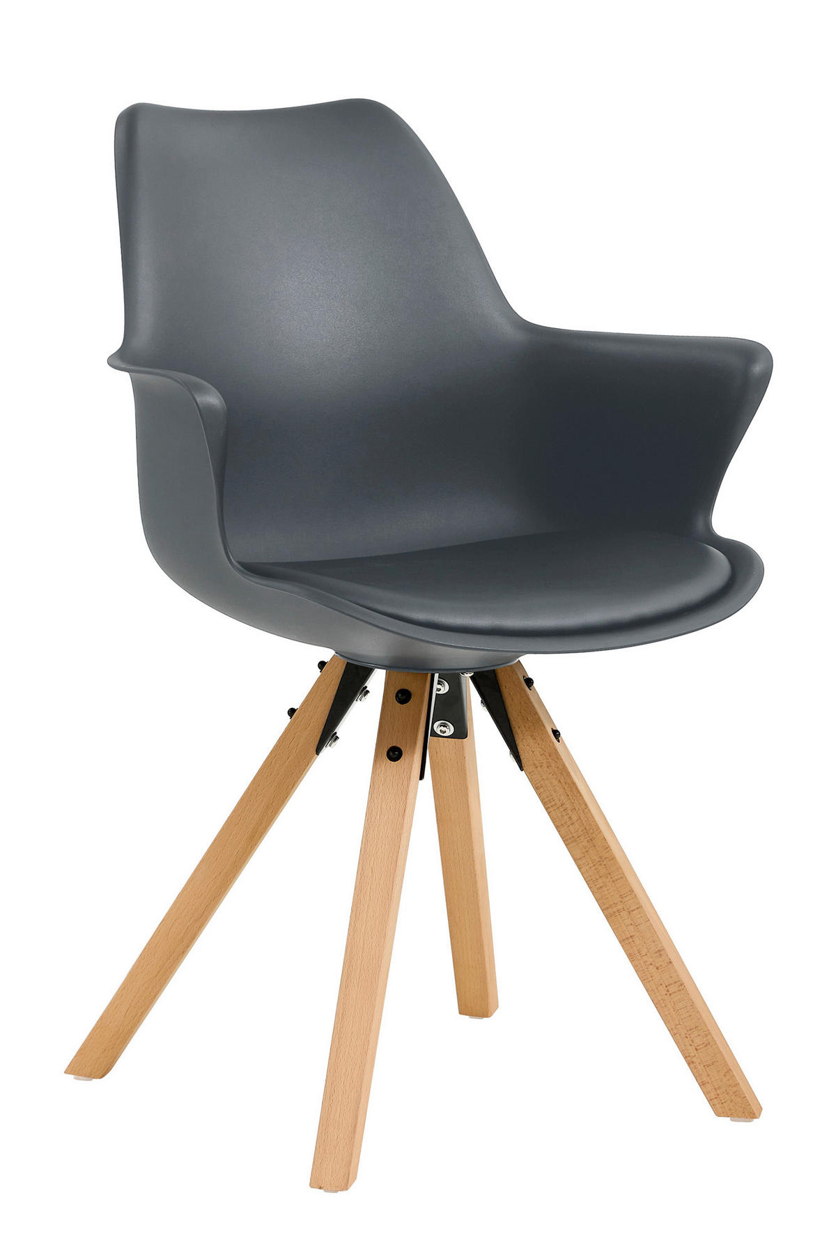 ARMLEHNSTUHL-SET 2 Stück  in  - Dunkelgrau/Eichefarben, MODERN, Holz/Kunststoff (58/84/61cm) - Livetastic