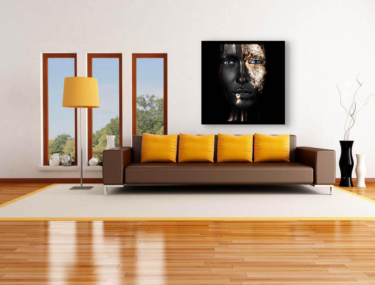 BILD 100/100 cm  - Goldfarben/Schwarz, Design, Holz/Kunststoff (100/100cm)
