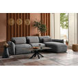 ECKSOFA  in Chenille Dunkelgrau  340/190 cm  - Dunkelgrau/Schwarz, Design, Kunststoff/Textil (340/190cm) - Belluti