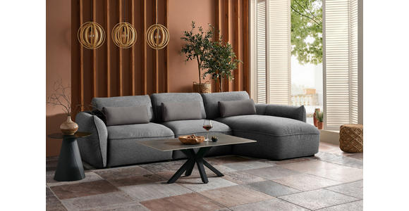ECKSOFA  in Chenille Dunkelgrau  340/190 cm  - Dunkelgrau/Schwarz, Design, Kunststoff/Textil (340/190cm) - Belluti