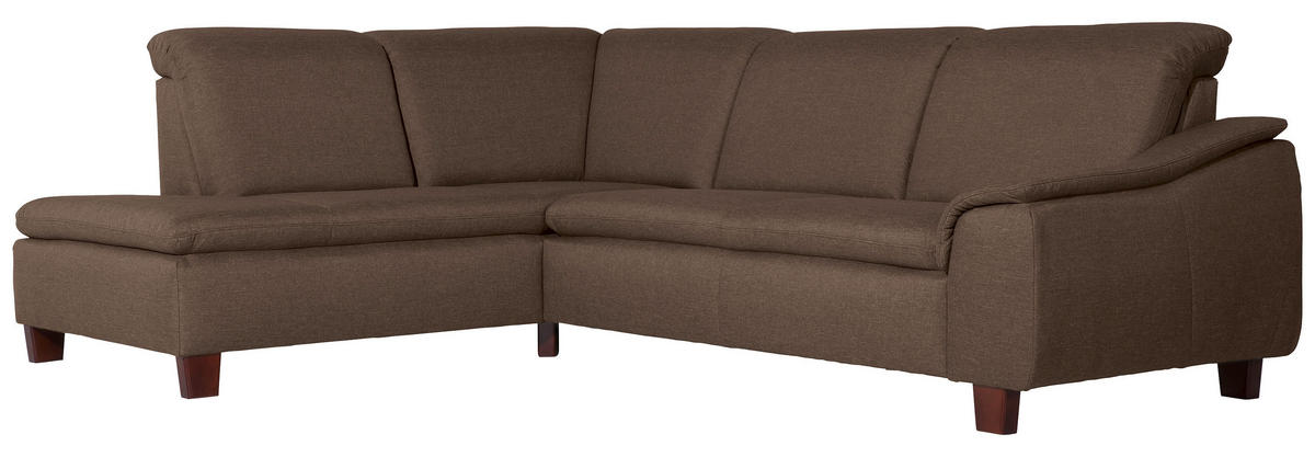 ECKSOFA in Flachgewebe Sahara  - Nussbaumfarben/Sahara, Design, Holz/Textil (247/187cm) - Max Winzer